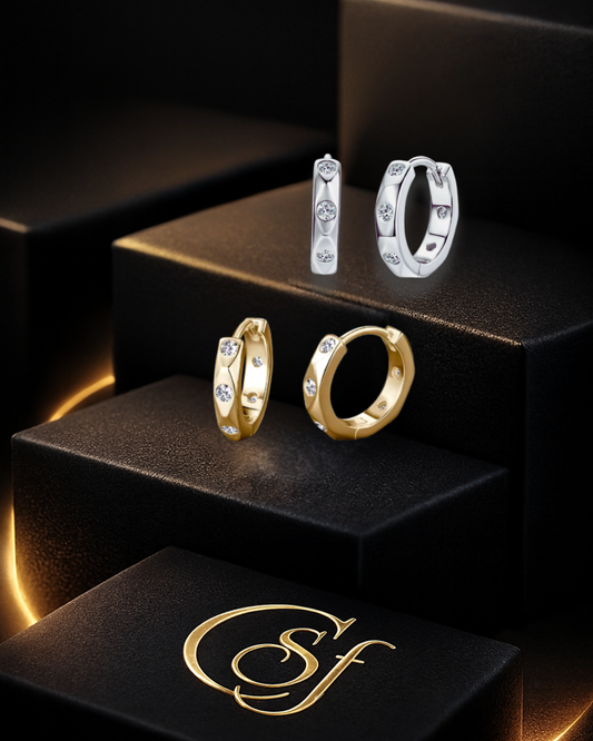 Pendientes Huggies Vintage de Moissanita – Plata 925 (Rodiada / Baño de Oro) – VVS1 Color D