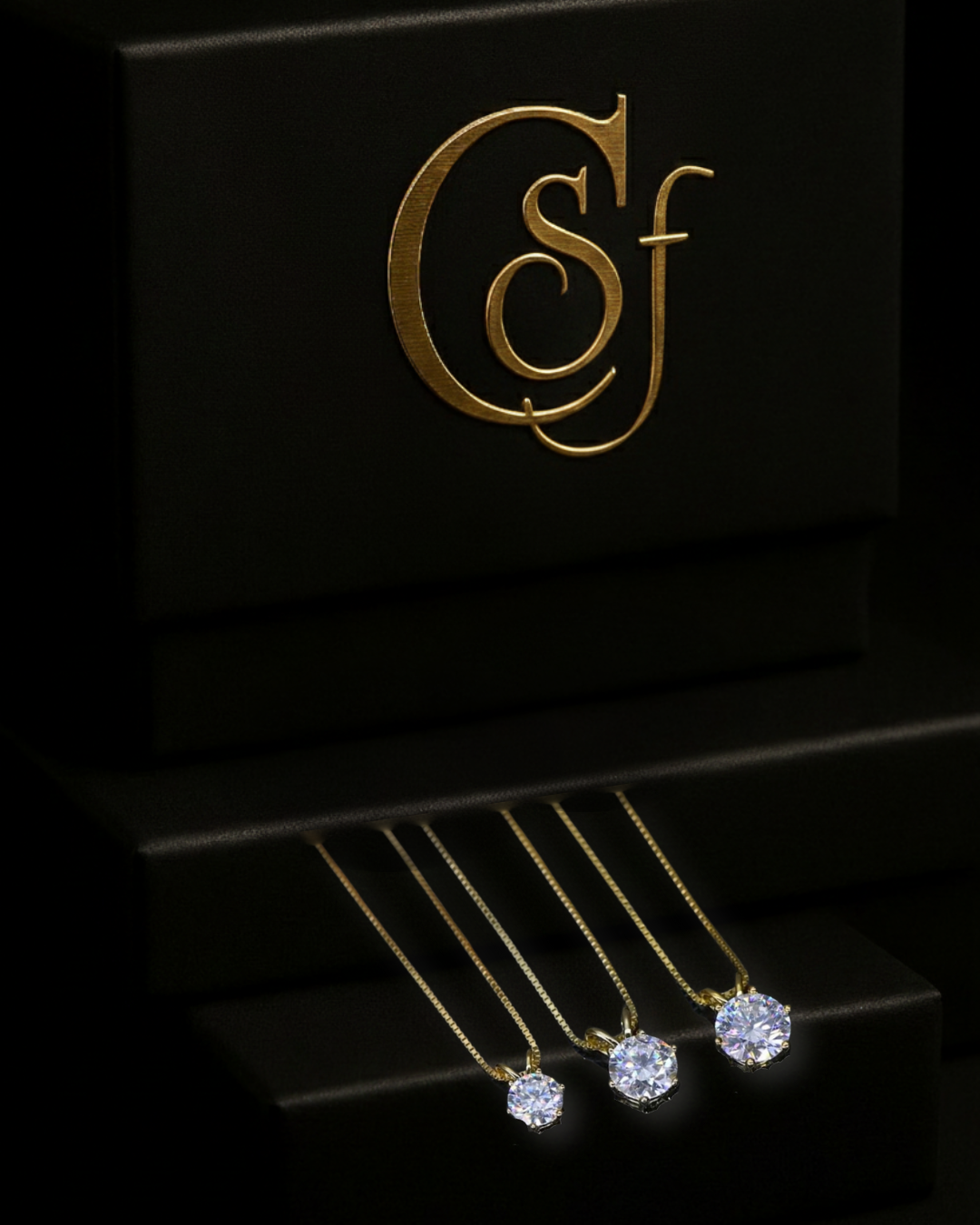 Collar Solitario de Moissanita – Plata 925 Baño de Oro (0.5ct · 1ct · 2ct) con Certificado