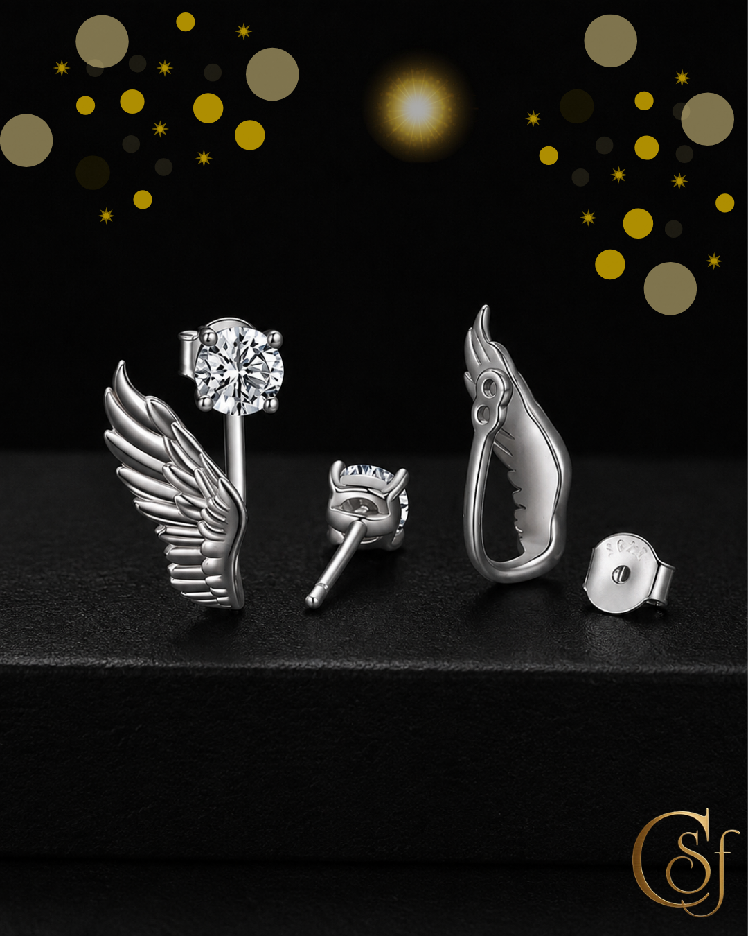 Pendientes Alas de Luz CSF Deluxe · Moissanita 0,5 ct y Plata de Ley 925