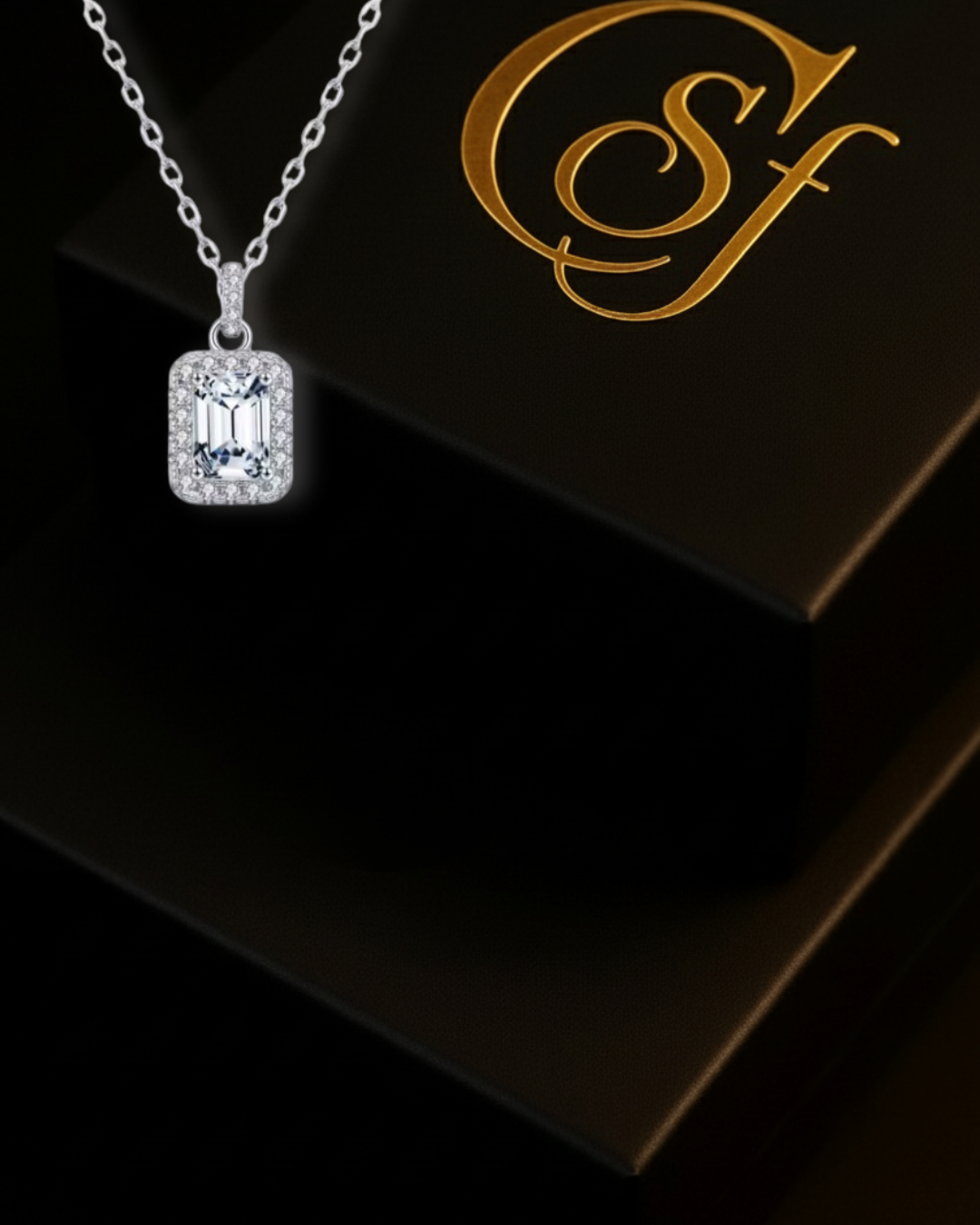 Collar Moissanita Corte Esmeralda 1ct VVS1 – Plata 925 Rodiada (40 cm)