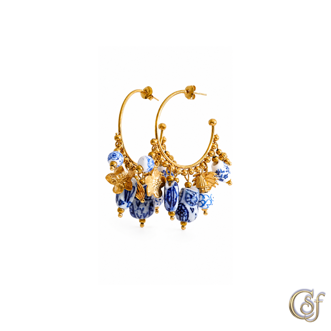 Pendientes Positano Bloom · Cerámica Pintada a Mano · Acero Inoxidable 316L