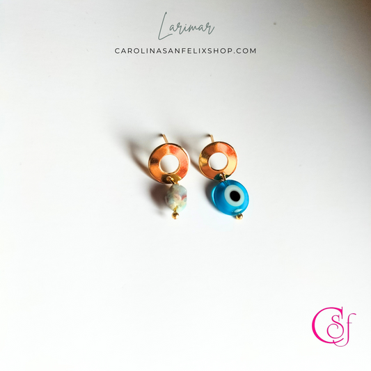 Pendientes de Larimar y Ojo Turco