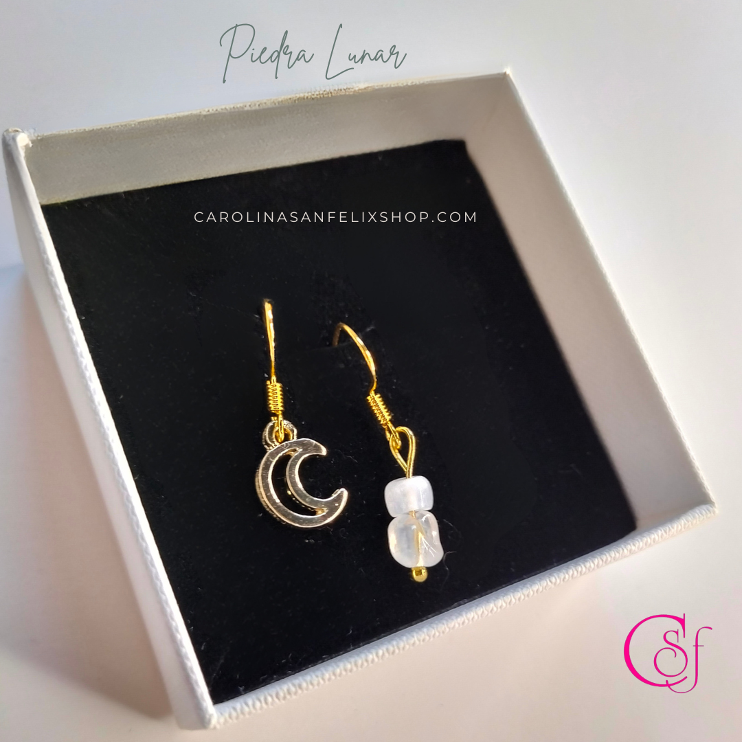 Pendientes MIni Media Luna y Piedra Lunar