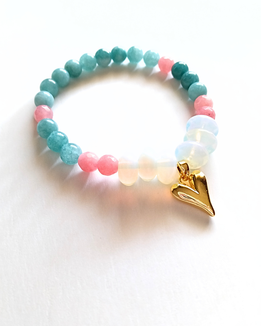 Pulsera Opalita Love Spell - amazonita brasil y jade rosa