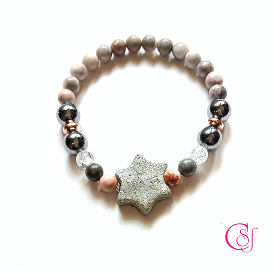 Pulsera Jaspe Rosado , Terahertz y conector de caliza