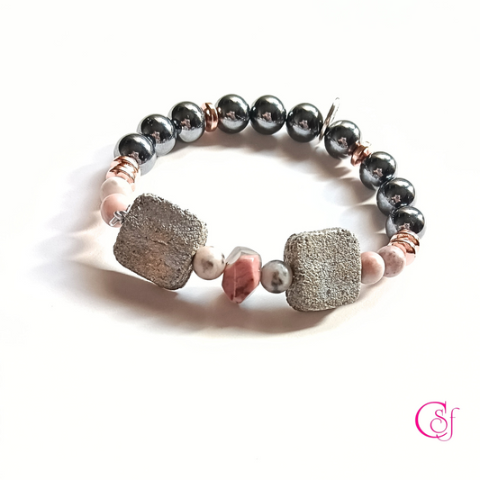 Pulsera Terahertz - Rodonita - Jaspe - Hematita