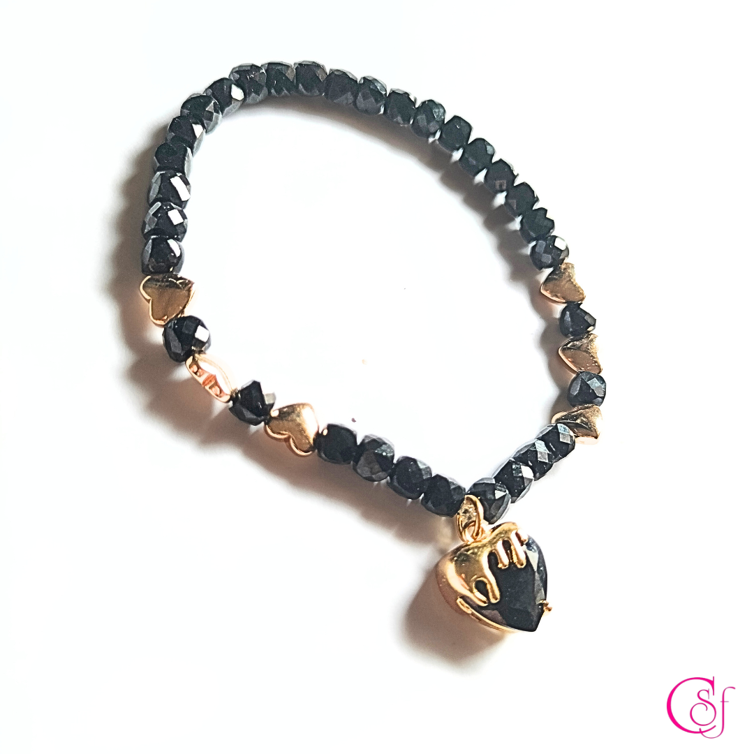 Pulsera Corazón Dorado · Espinela AAA · Diseño de Autor CSF