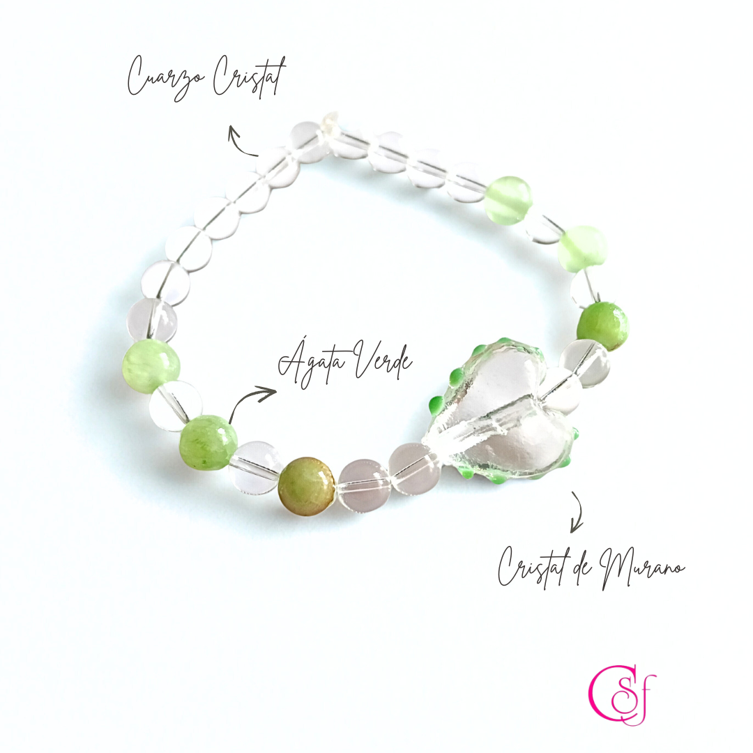 Pulsera Exclusiva CSF – Cuarzo Cristal & Jade Verde Claro | Edición Limitada