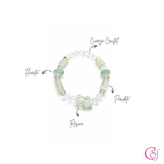 Pulsera Bear · Peridoto y Fluorita · Diseño de Autor CSF