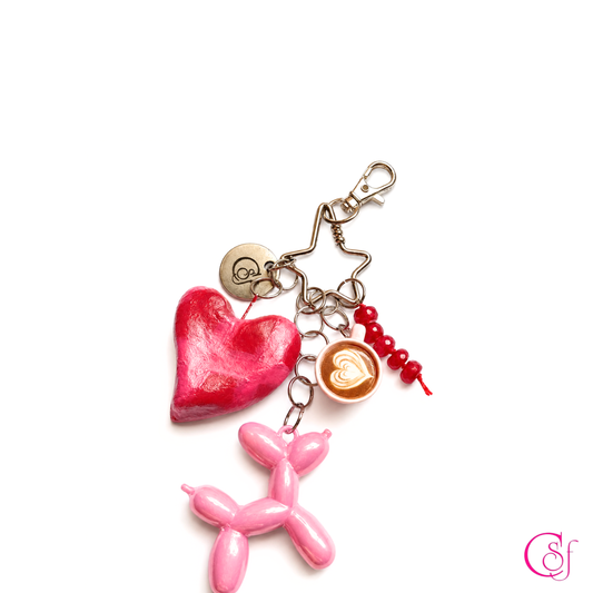 Adorna bolsos corazón rosa, coffee cup y balloon dog