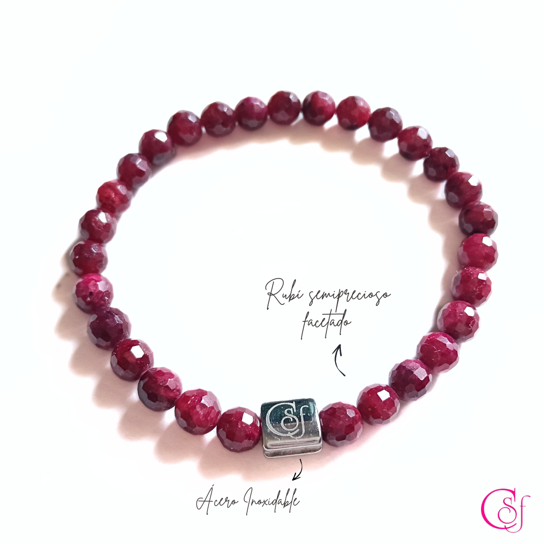 Pulsera Rubí Facetado · Intensidad y Presencia · Diseño de Autor CSF