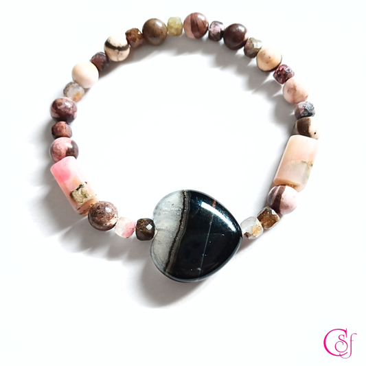 Pulsera Corazón de Ágata Uruguay · Equilibrio y Fuerza Interior · Diseño de Autor CSF