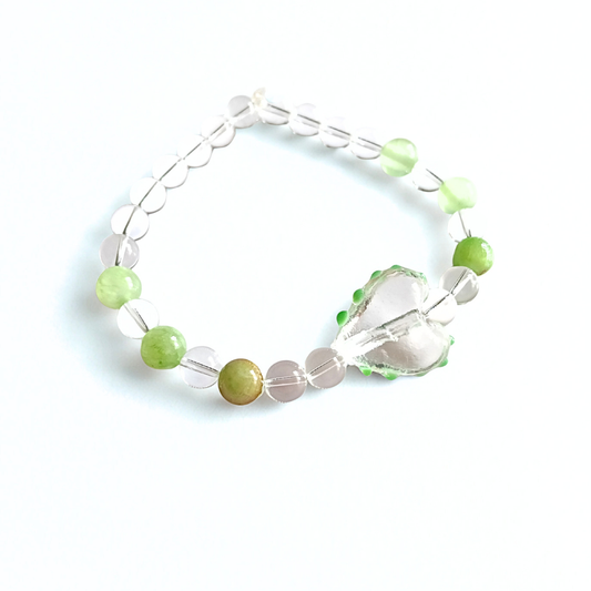 Pulsera Exclusiva CSF – Cuarzo Cristal & Jade Verde Claro | Edición Limitada