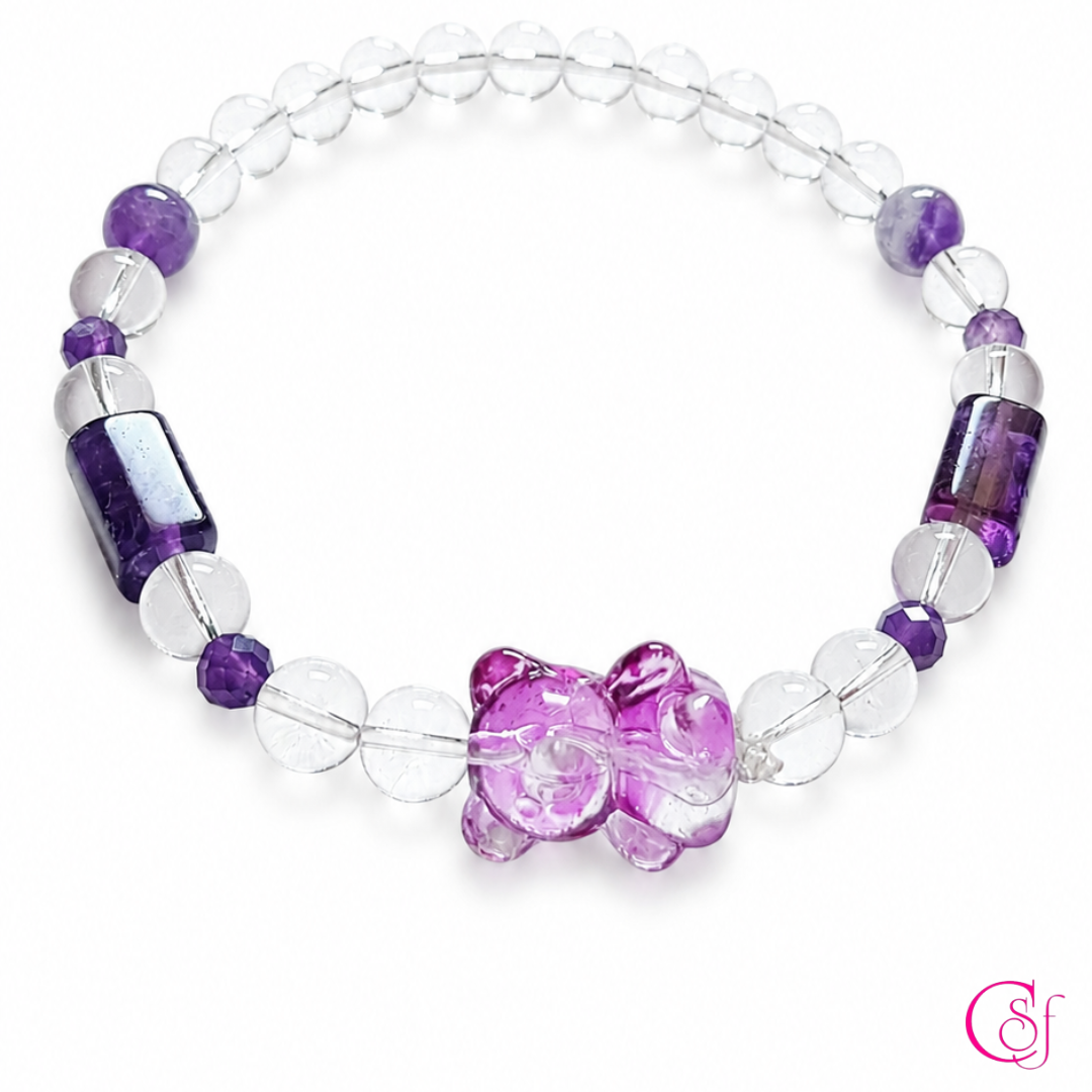 Pulsera Bear · Amatista y Cuarzo Cristal · Diseño de Autor CSF