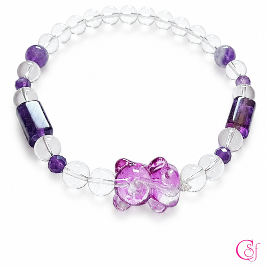 Pulsera Bear · Amatista y Cuarzo Cristal · Diseño de Autor CSF