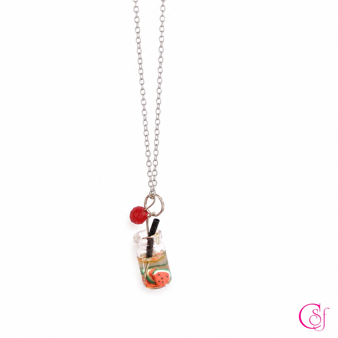 Collar KAWAII con Dije de Resina y Piedra · Acero Inoxidable