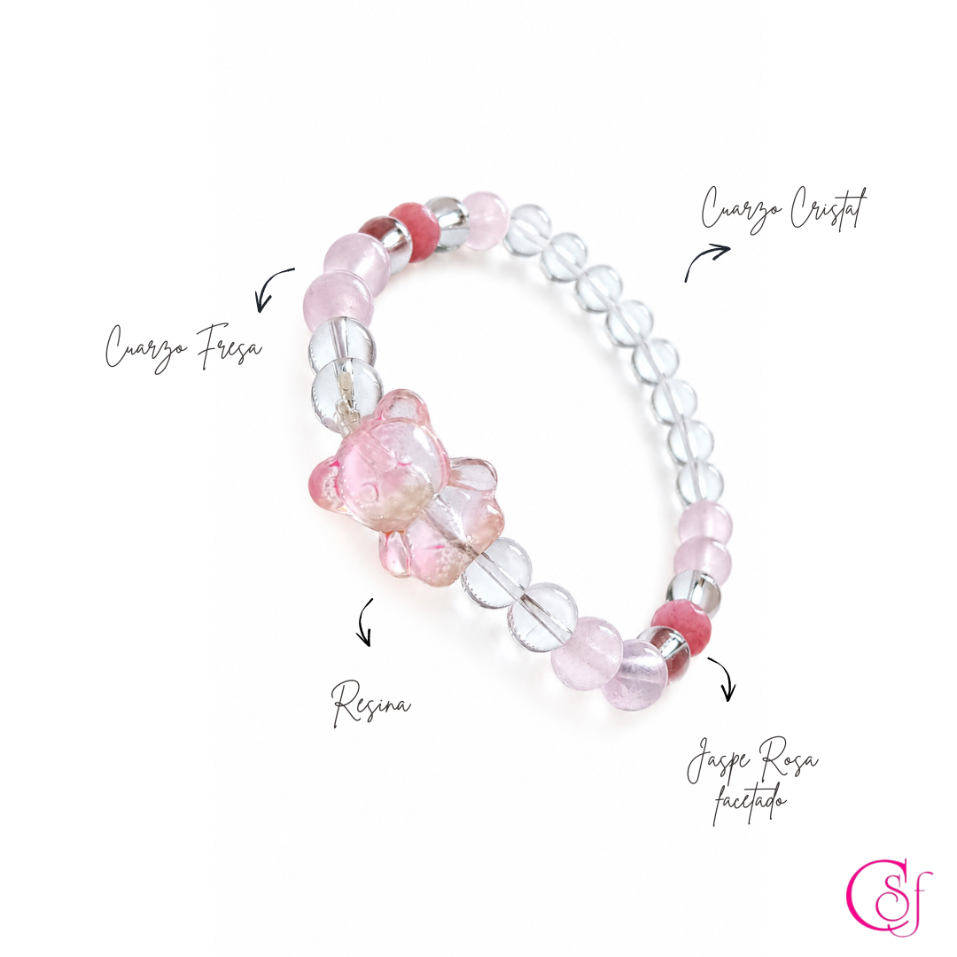 Pulsera Bear · Jaspe Rosa y Cuarzo Rosa · Diseño CSF