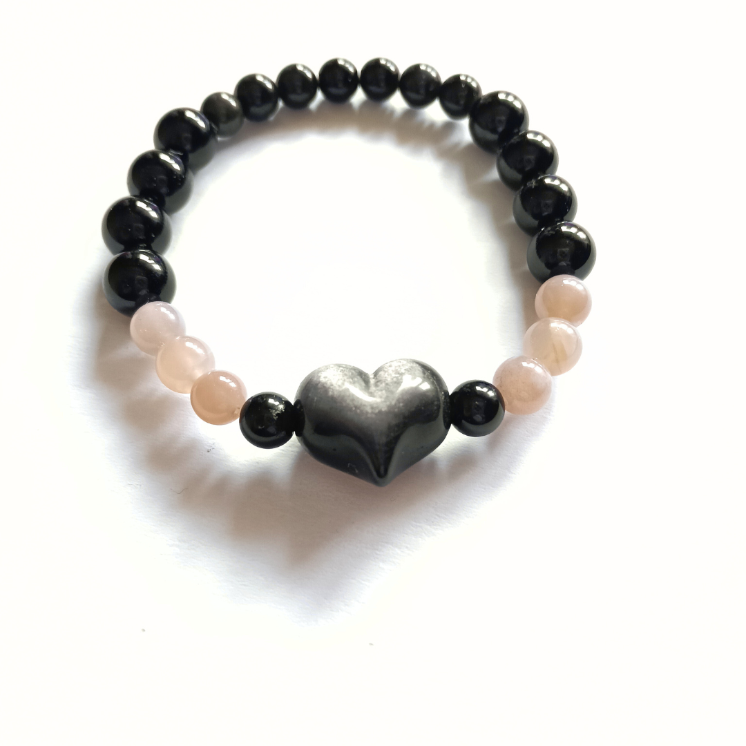 Pulsera Trend Magic CSF – Obsidiana Negra y Cuarzo Fresa | Protección con Amor