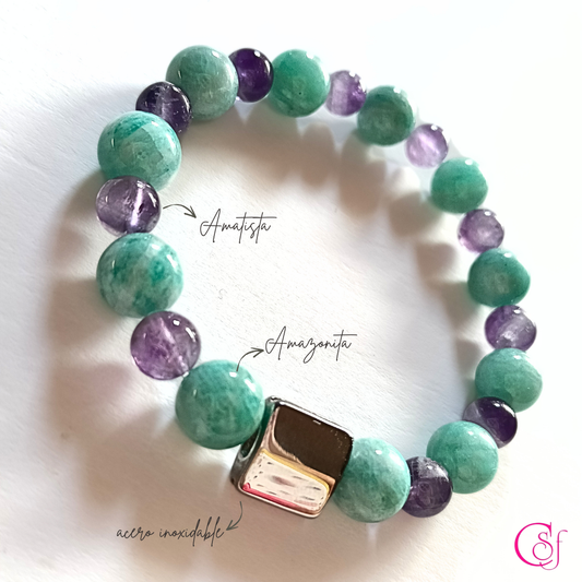 Pulsera de Amazonita y Amatista