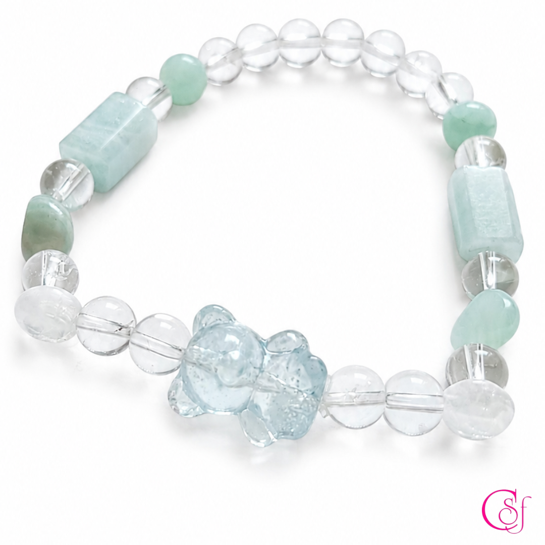 Pulsera Bear · Piedra Lunar, Amazonita y Aguamarina · Diseño CSF