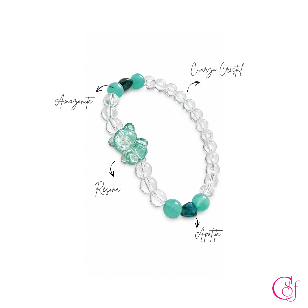 Pulsera Bear · Apatita y Amazonita · Diseño de Autor CSF