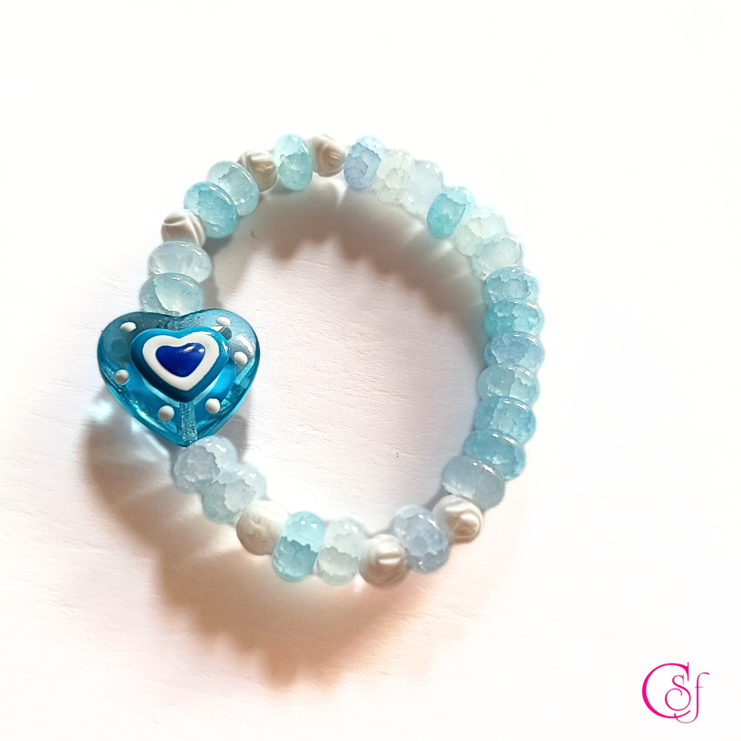 Pulsera Loto Celeste - aguamarina, tridacna