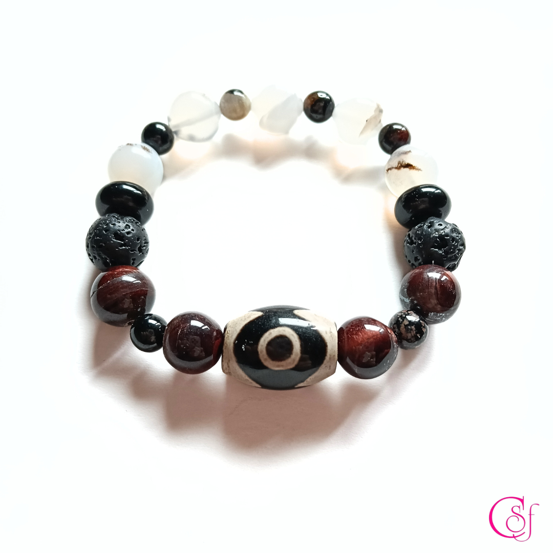 Pulsera Dzi Tibetana · Protección y Prosperidad · Diseño de Autor CSF