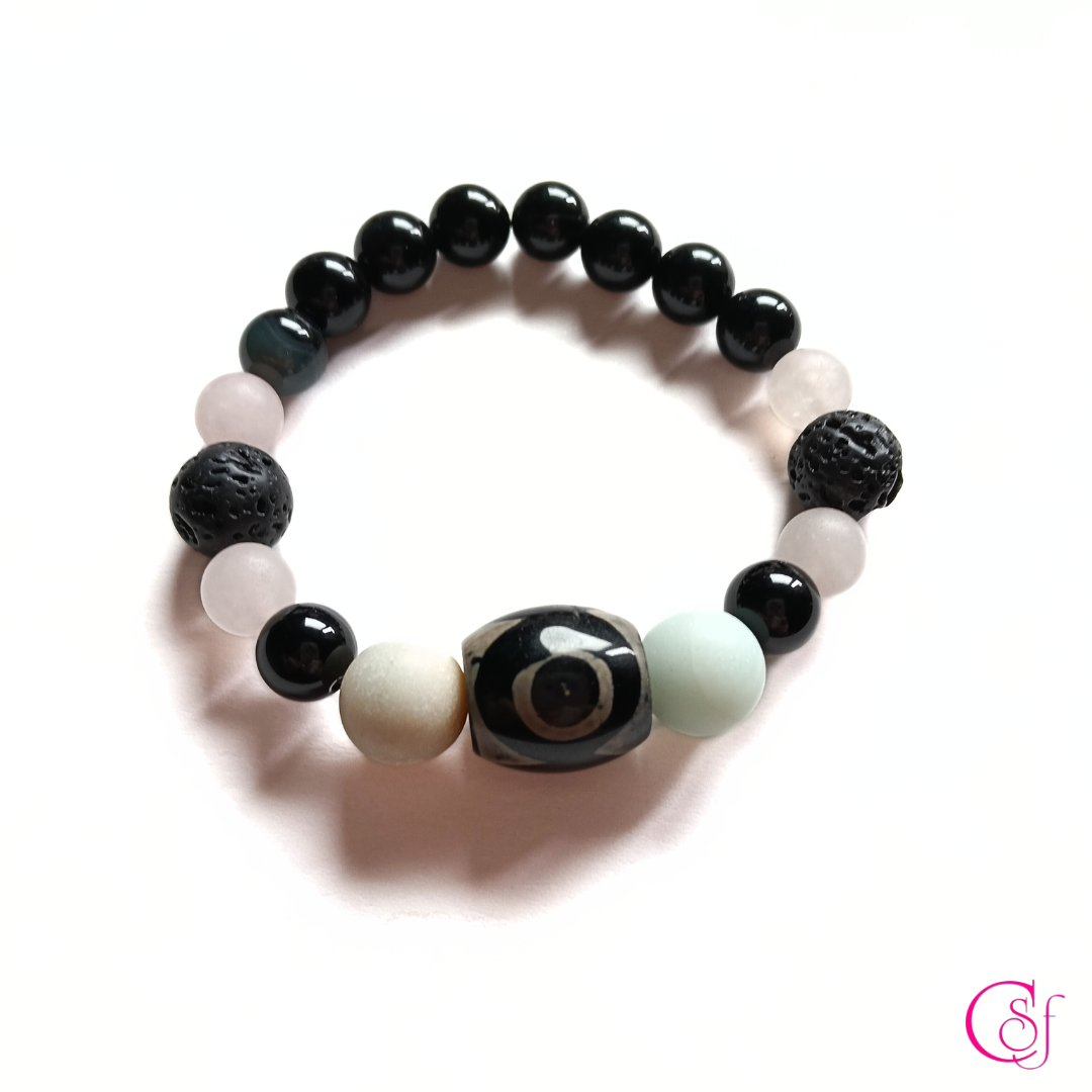 Pulsera Dzi Tibetana · Equilibrio y Protección · Diseño de Autor CSF