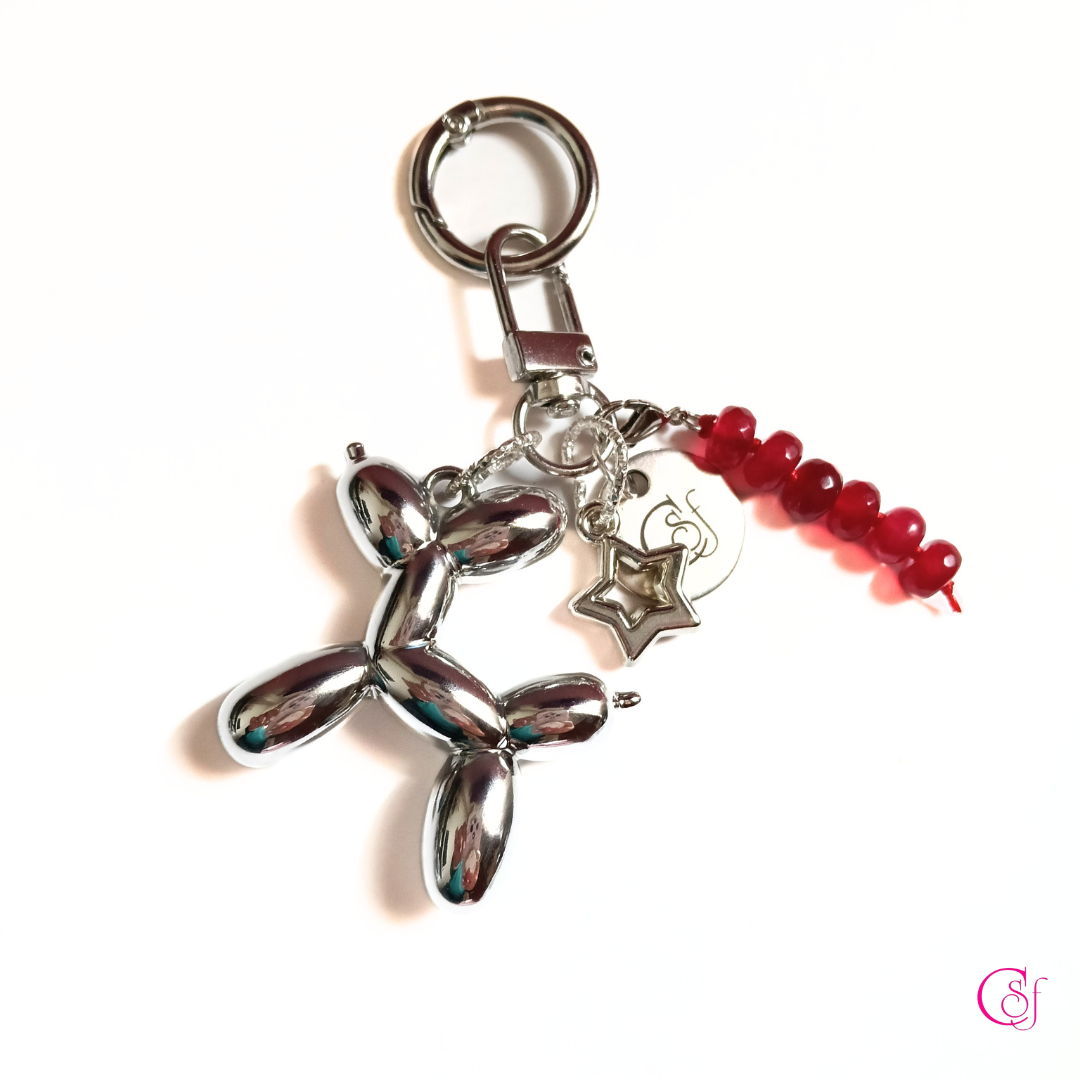 Adorno para Bolso Balloon Dog · Rubí Reconstituido · Diseño KAWAII CSF