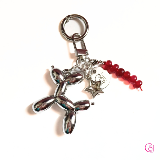 Adorno para Bolso Balloon Dog · Rubí Reconstituido · Diseño KAWAII CSF