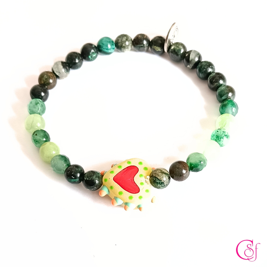 Pulsera Green Pop · Esmeralda Africana, Jade Lima y Cristal de Murano · CSF