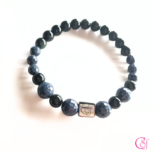Pulsera Obsidiana y Zafiro · Precisión y Poder · Diseño de Autor CSF