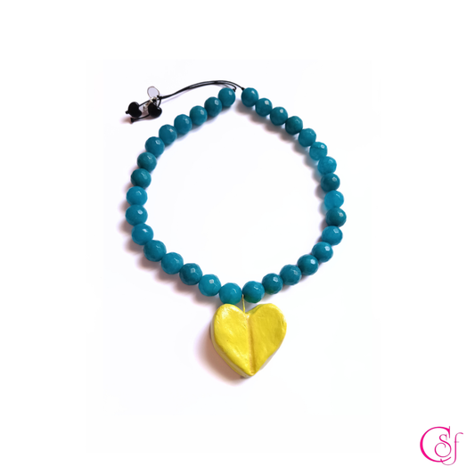 Collar Corazón Amalfi · Crisocola Facetada y Cerámica · Diseño CSF